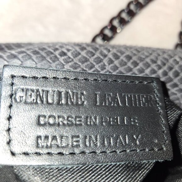 Borse In Pelle Italian Designer Leather Chain Strap Crossbody Bag Gray - Picture 9 of 11